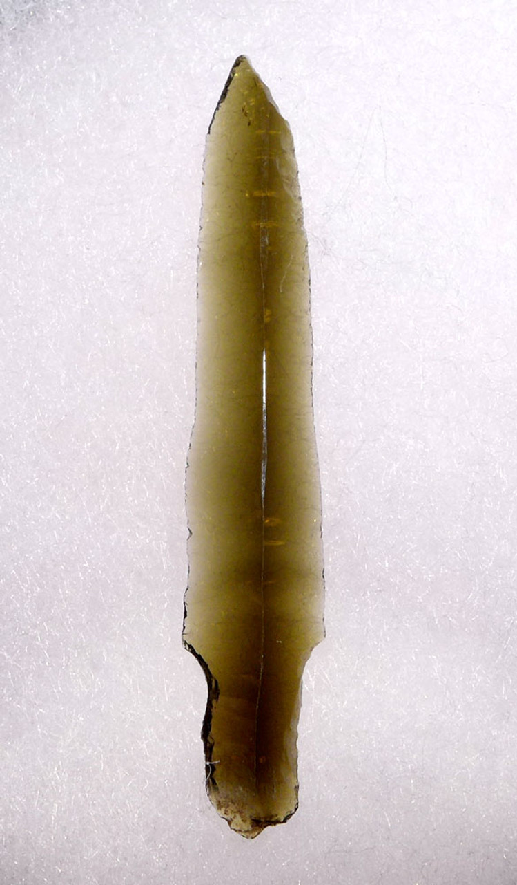 AZTEC PRE-COLUMBIAN GREEN CRYSTAL OBSIDIAN BLOOD-LETTING SACRIFICE BLADE KNIFE  *PC336