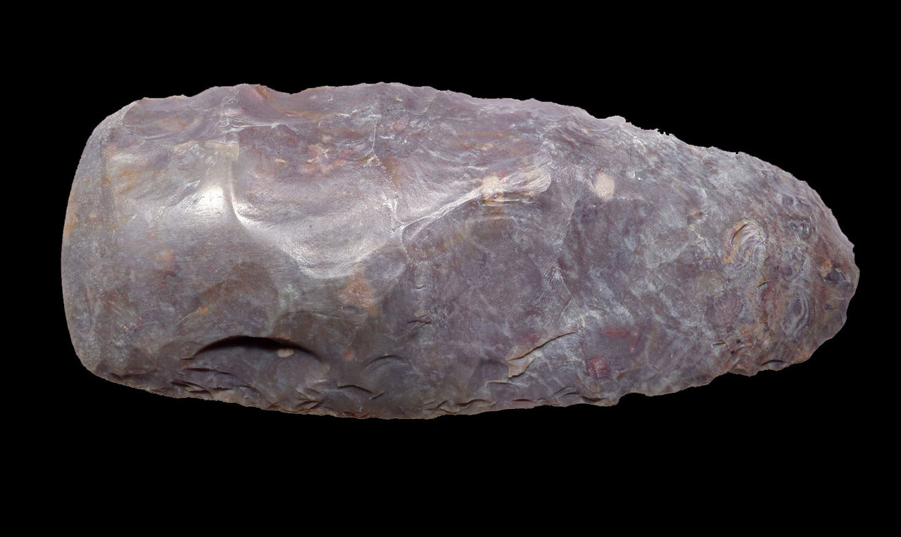 PLUM COLORED FLINT LARGE CAPSIAN AFRICAN NEOLITHIC FLAKED CELT WAR AXE   *CAP295