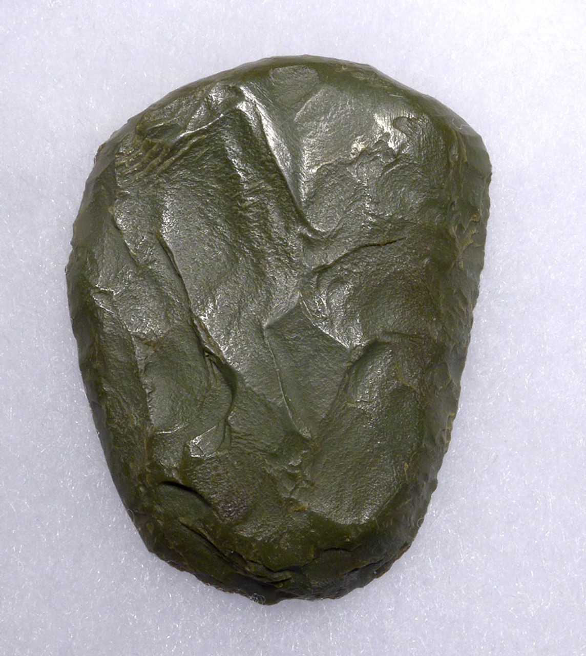 RARE GREEN JASPER DISCOIDAL SCRAPER FROM THE TENERIAN AFRICAN