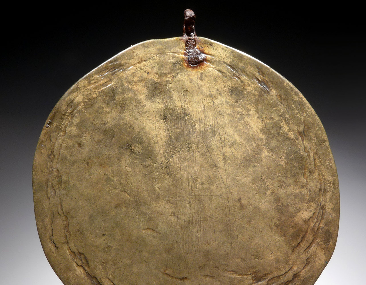 ANCIENT SAKA SCYTHIAN GILDED HAMMERED BRONZE ANCIENT DISK PENDANT  *LUR207