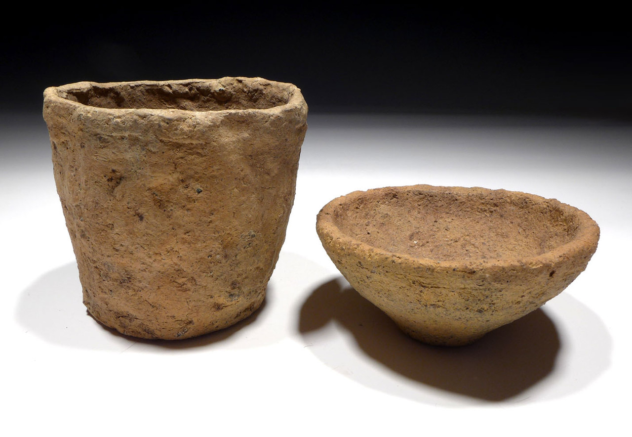 EUROPEAN URNFIELD CERAMIC CUP AND DISH FROM THE BRONZE AGE LUSATIAN CULTURE  *URN28
