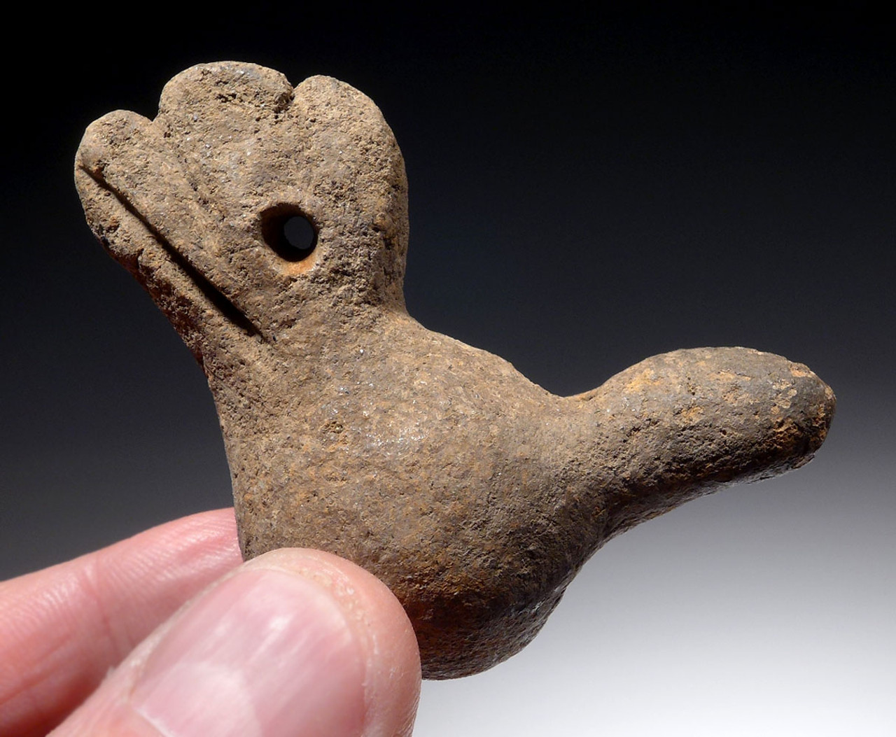 RARE TWO-TONE PRE-COLUMBIAN MAYAN QUETZAL BIRD CERAMIC WHISTLE PENDANT  *PC354