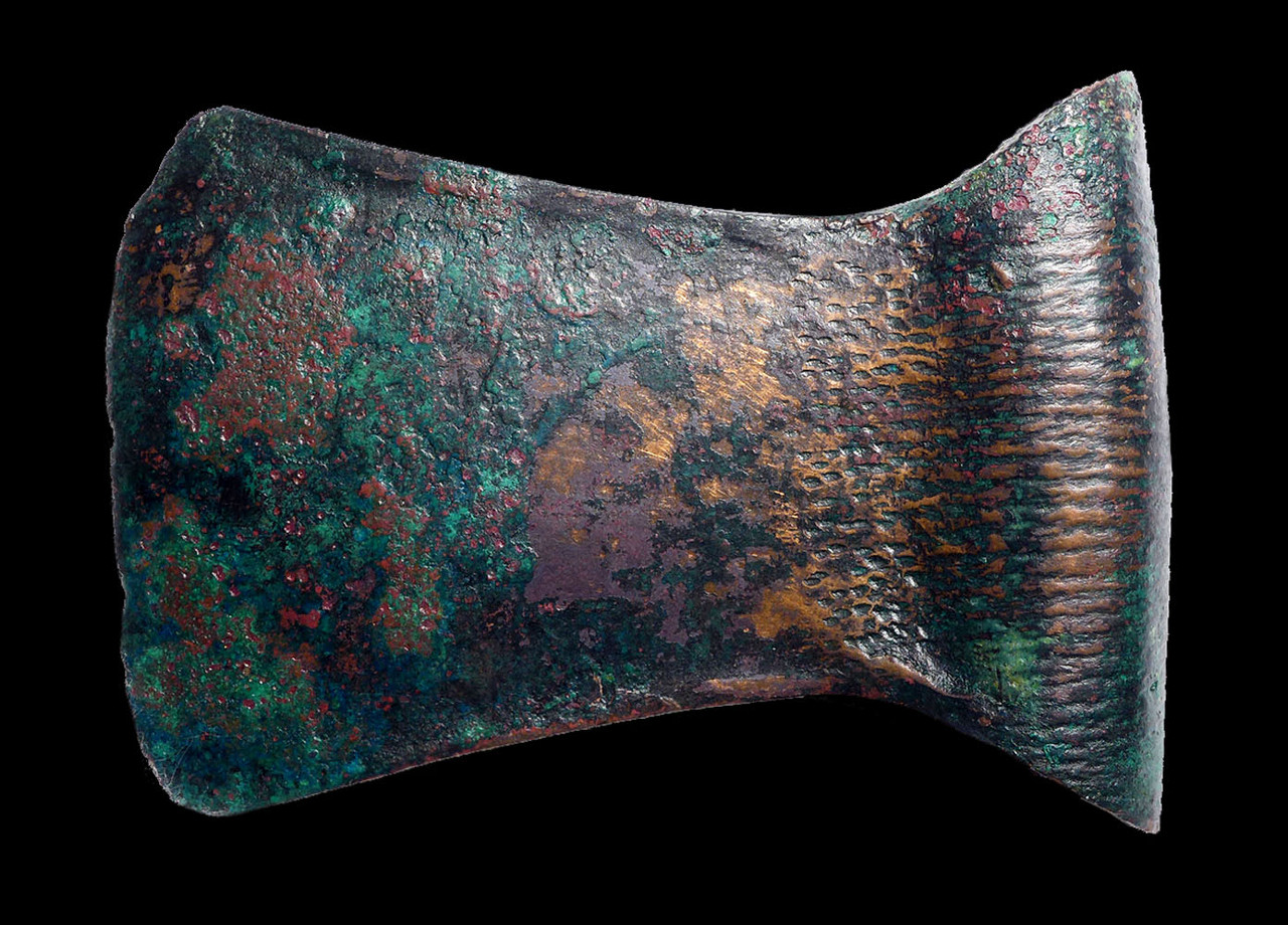 MASSIVE ANCIENT BRONZE PRESTIGE BROAD AXE FROM LURISTAN WITH HAFTING DECORATIONS  *LUR189