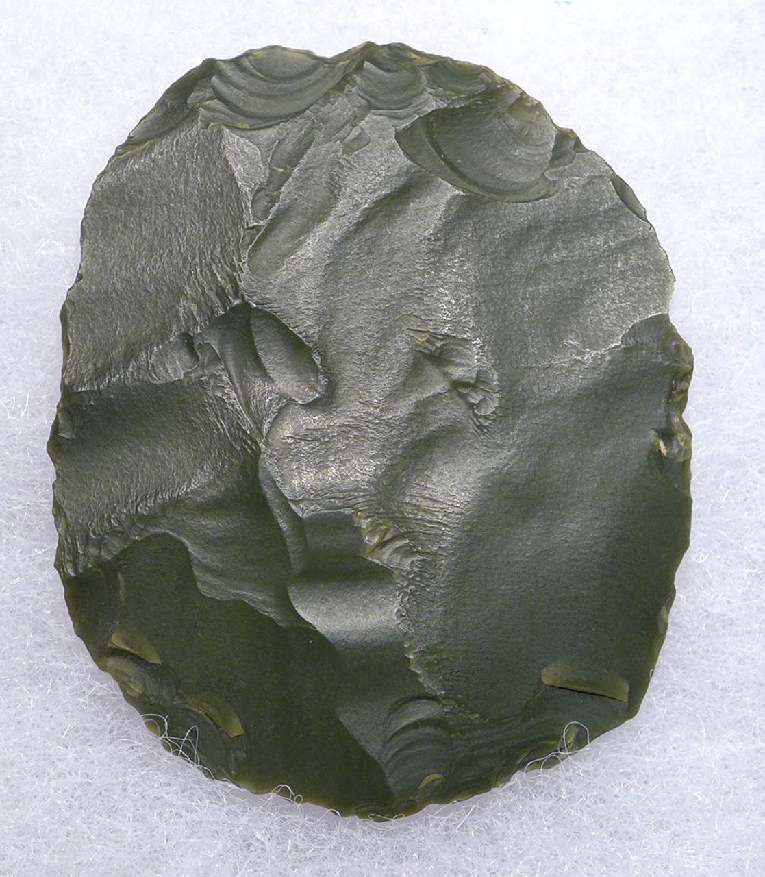 RARE THIN GREEN JASPER DISCOIDAL SCRAPER FROM THE TENERIAN AFRICAN NEOLITHIC PEOPLE OF THE GREEN SAHARA  *CAP262