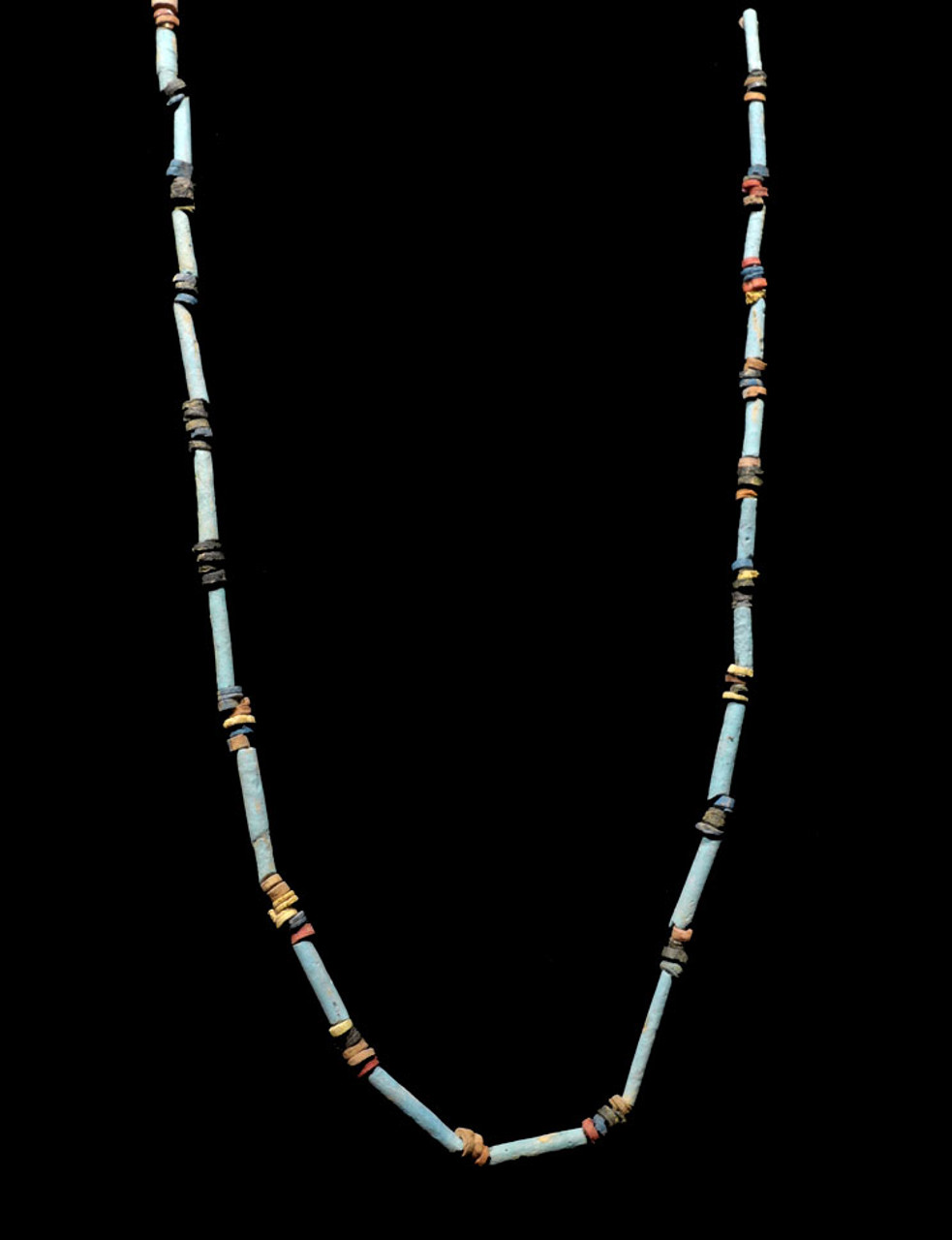 SUPERB 38" WEARABLE AUTHENTIC ANCIENT EGYPTIAN "MUMMY BEAD" FAIENCE, STONE AND CLAY BEAD NECKLACE *NE162