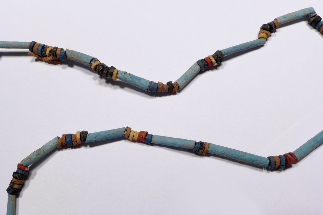 SUPERB 38" WEARABLE AUTHENTIC ANCIENT EGYPTIAN "MUMMY BEAD" FAIENCE, STONE AND CLAY BEAD NECKLACE *NE162