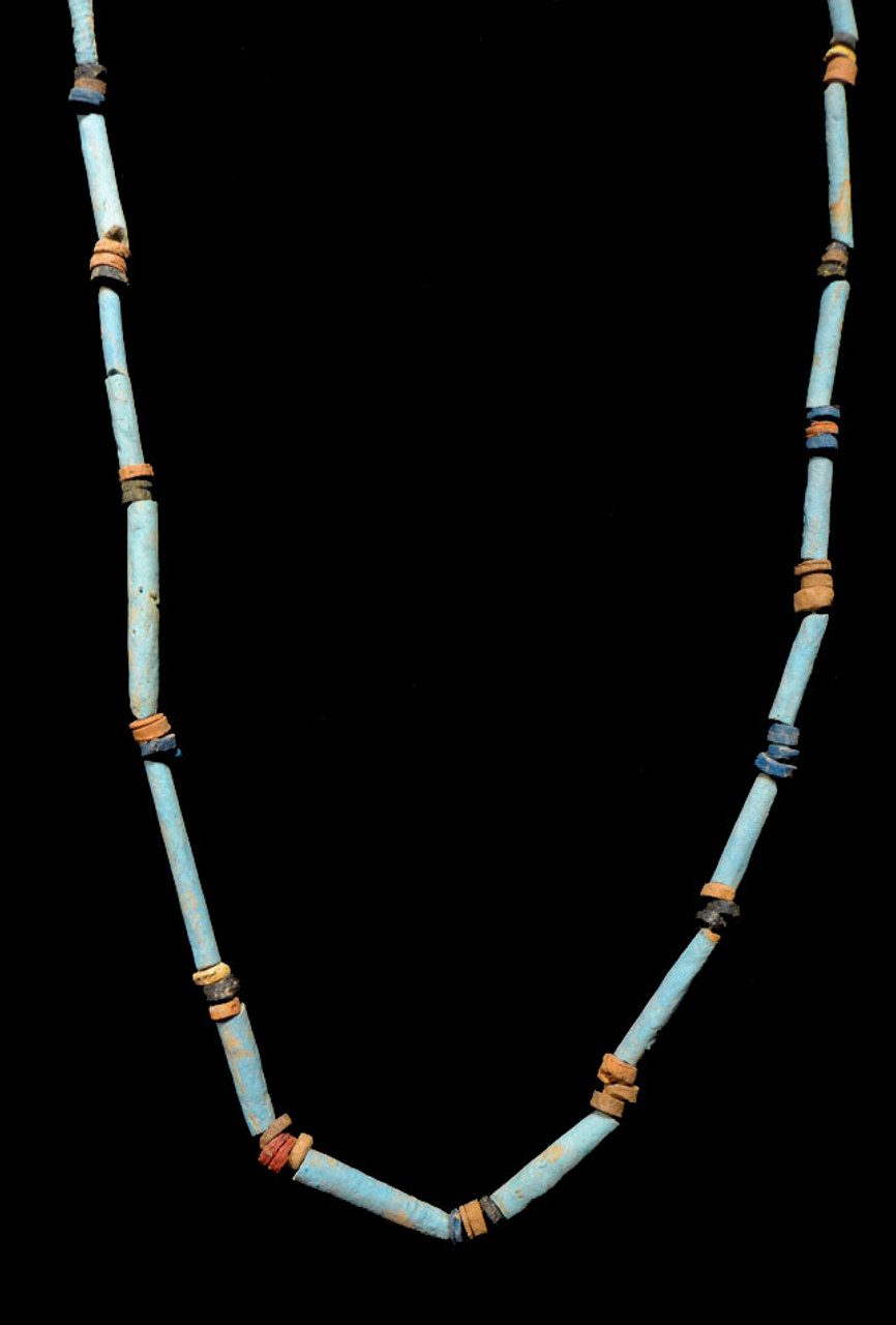 SUPERB 39" WEARABLE AUTHENTIC ANCIENT EGYPTIAN "MUMMY BEAD" FAIENCE, STONE AND CLAY BEAD NECKLACE *NE157