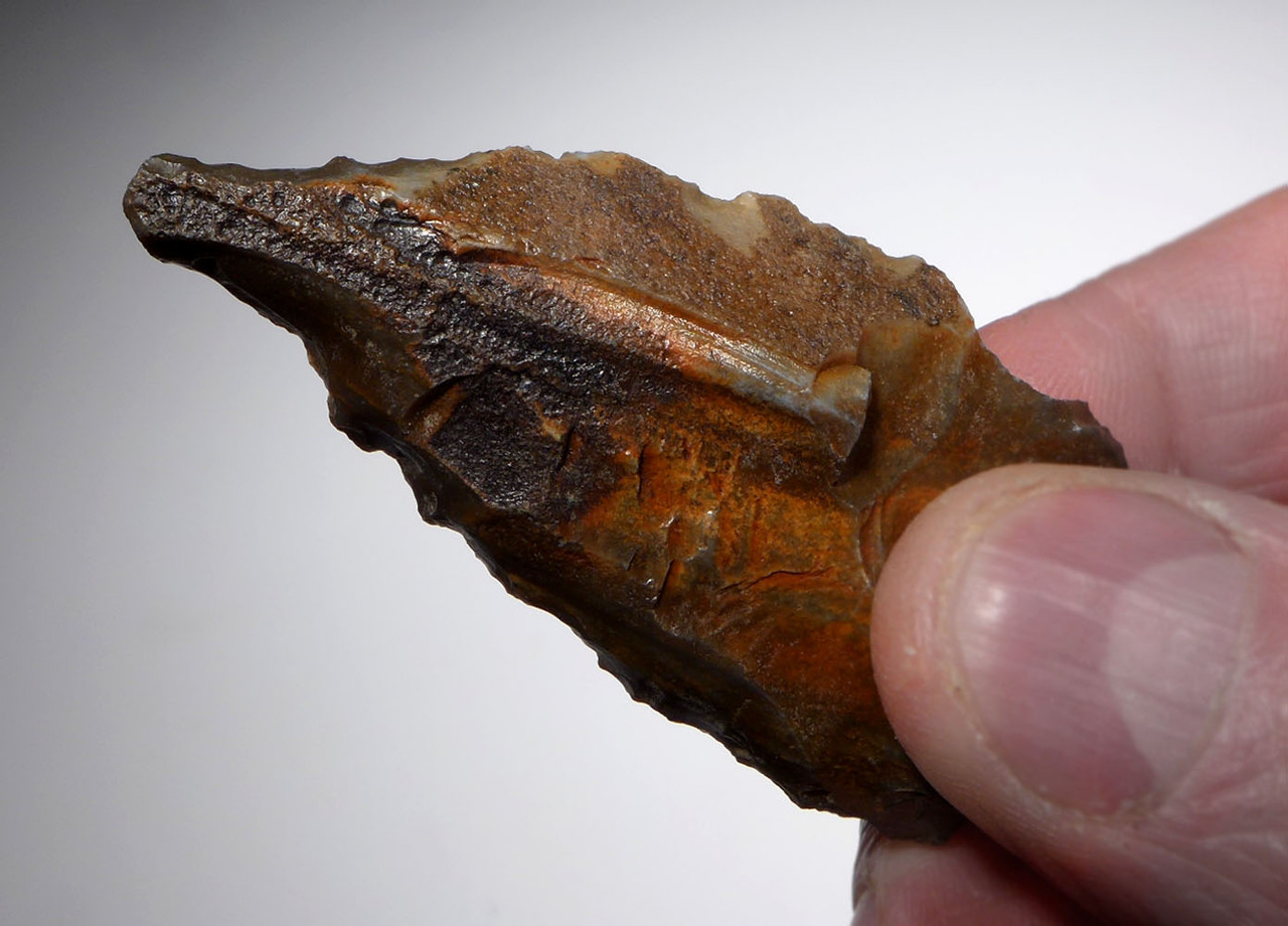 RARE PETRIFIED WOOD AFRICAN STONE AGE ATERIAN BORER AWL FLAKE TOOL