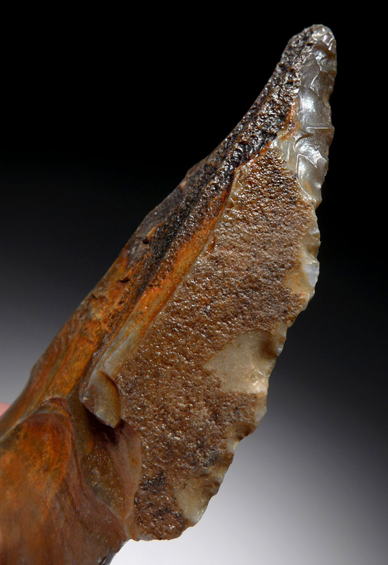 RARE PETRIFIED WOOD AFRICAN STONE AGE ATERIAN BORER AWL FLAKE TOOL
