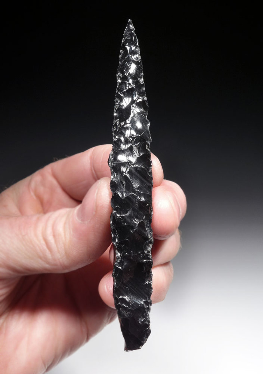 LARGE EXCEPTIONAL AZTEC BLOOD-LETTING OBSIDIAN PIERCER NEEDLE OF PRE-COLUMBIAN SACRIFICE RITUAL  *PC372