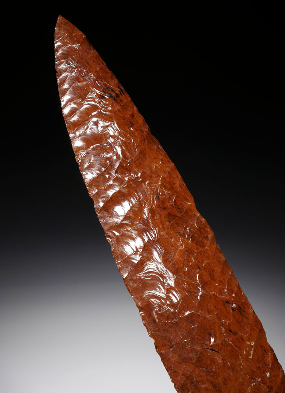 FINEST UNBROKEN PRESTIGE BIFACIAL LEAF BLADE OF RED OBSIDIAN FROM THE PRE-COLUMBIAN WEST MEXICO SHAFT TOMB CULTURE  *PC373