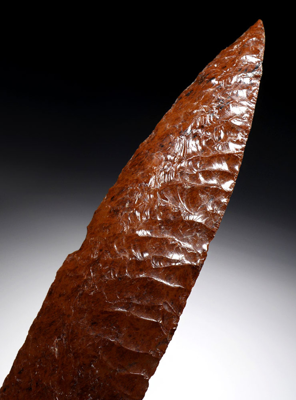 FINEST UNBROKEN PRESTIGE BIFACIAL LEAF BLADE OF RED OBSIDIAN FROM THE PRE-COLUMBIAN WEST MEXICO SHAFT TOMB CULTURE  *PC373