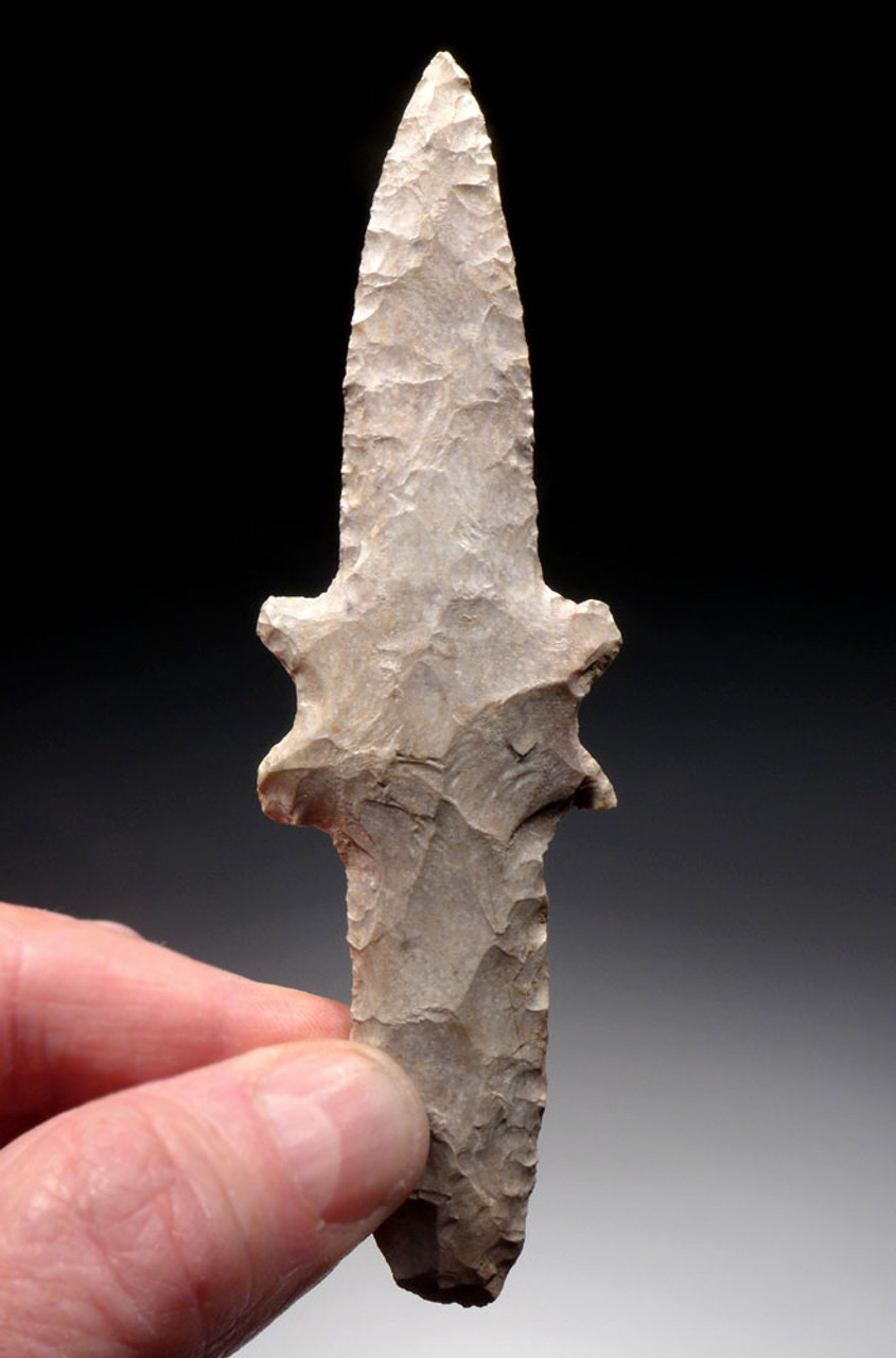 UNUSUAL CENTRAL LUGGED BIFACIAL SACRIFICIAL FLAKED DAGGER FROM THE PRE-COLUMBIAN MAYAN INDIANS  *PC402