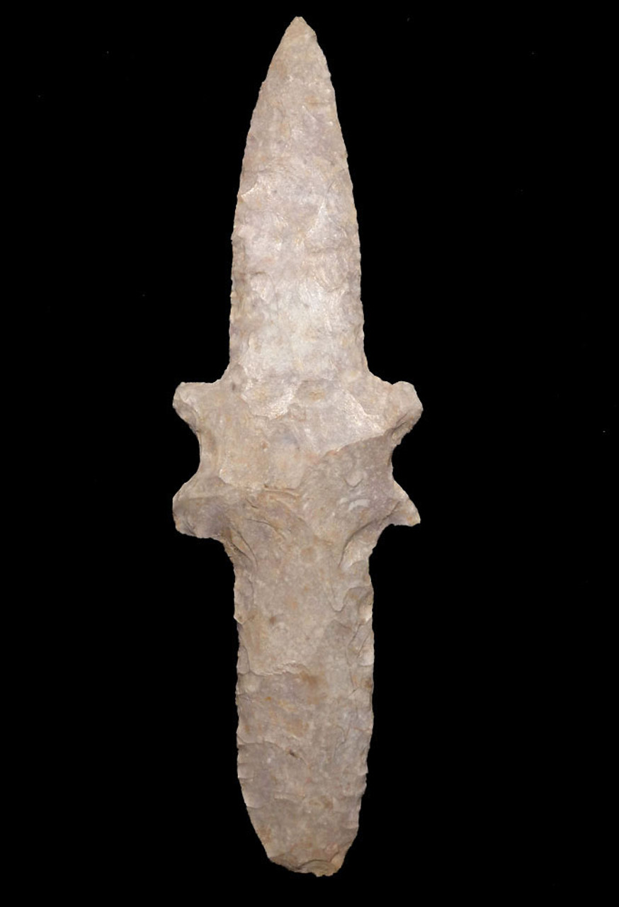 UNUSUAL CENTRAL LUGGED BIFACIAL SACRIFICIAL FLAKED DAGGER FROM THE PRE-COLUMBIAN MAYAN INDIANS  *PC402