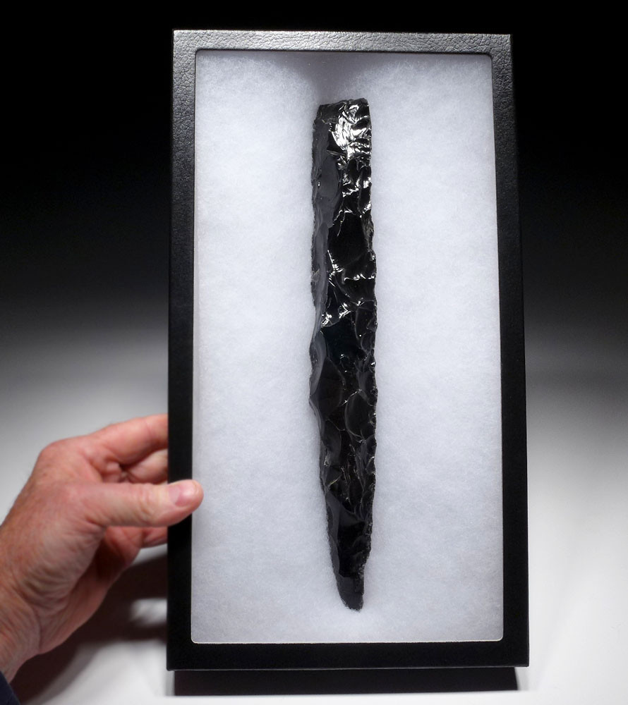 GIANT AZTEC OBSIDIAN ADZE AXE FOR PRE-COLUMBIAN DUGOUT CANOE BOAT