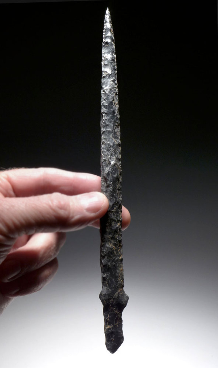 RARE LARGEST OBSIDIAN PRE-COLUMBIAN MAYAN BLOODLETTING PIERCER NEEDLE FOR PUBLIC CEREMONIAL SACRIFICE  *PC432