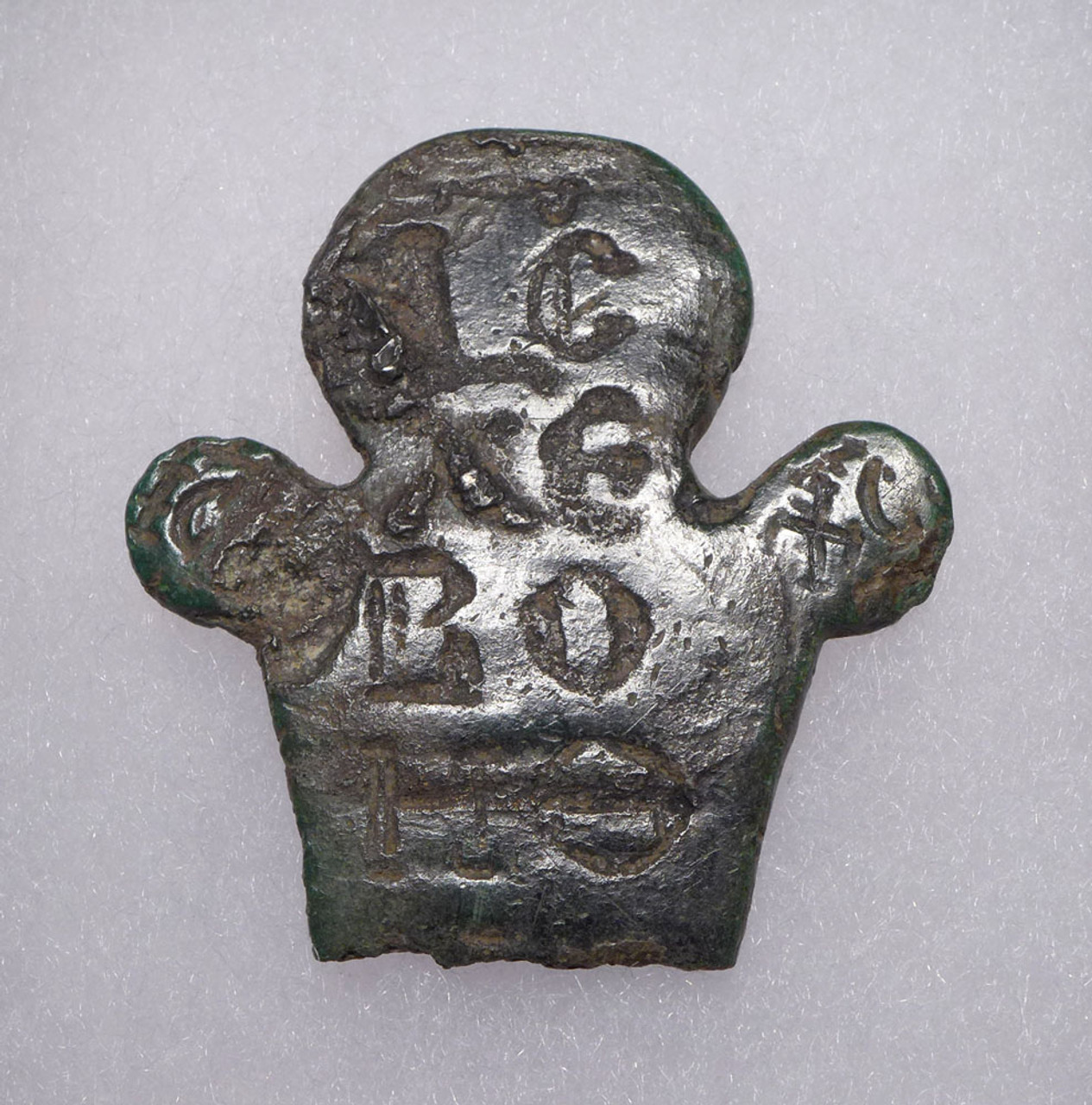 FRAGMENT OF A LARGE BRONZE ANCIENT BYZANTINE CHRISTIAN ROMAN PROCESSIONAL CROSS DAMAGED IN COMBAT  *R313