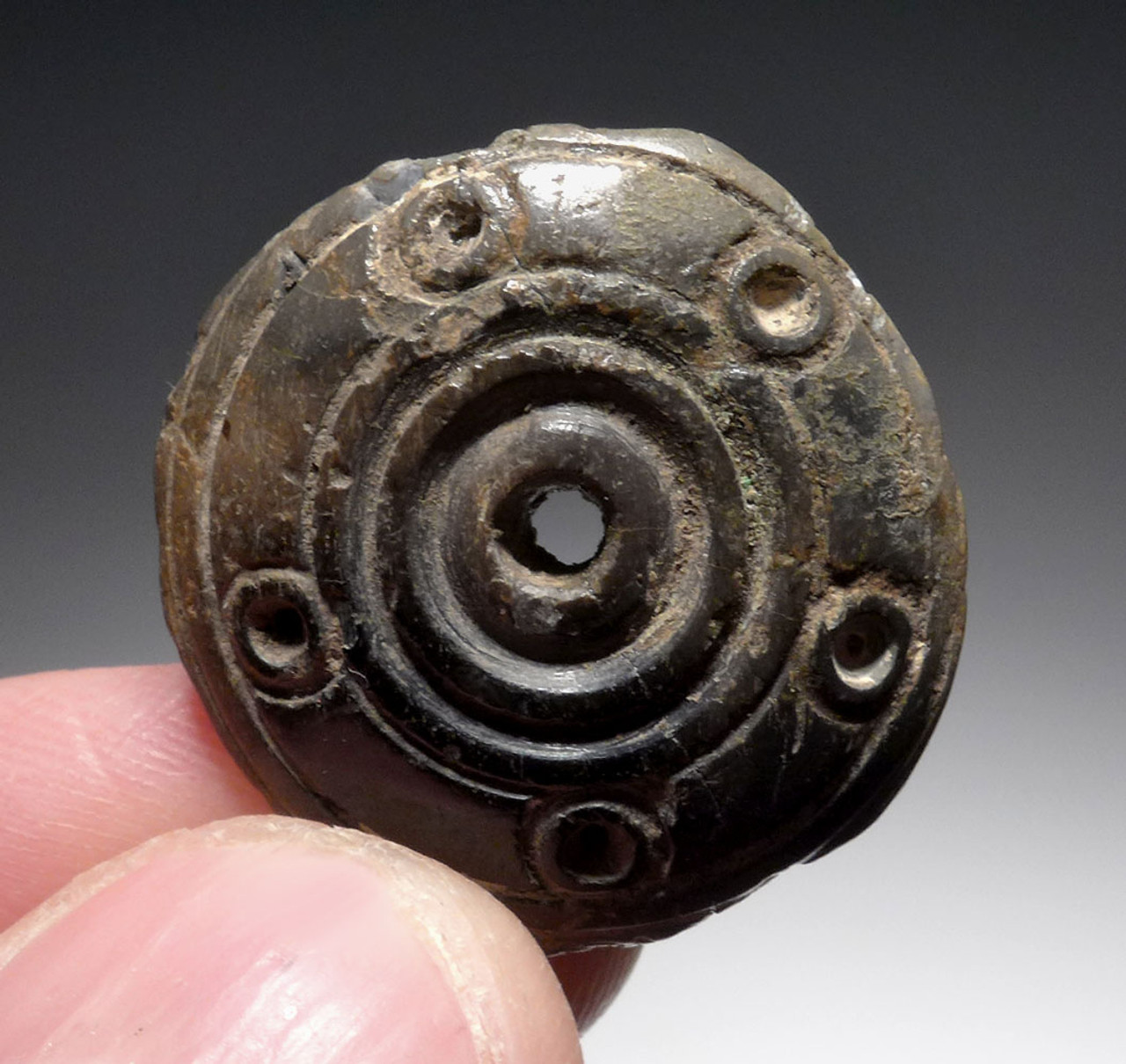 ANCIENT DYED BONE GARMENT BUTTON FROM THE ROMAN BYZANTINE ARMY  *R312