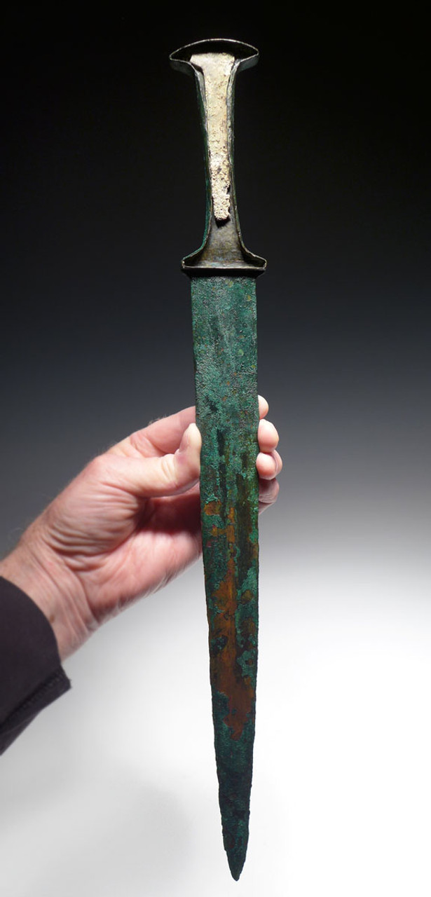 EXCEPTIONAL ANCIENT LURISTAN BRONZE PRESTIGE SWORD WITH RARE ORIGINAL GRIP INLAY  *LUR277