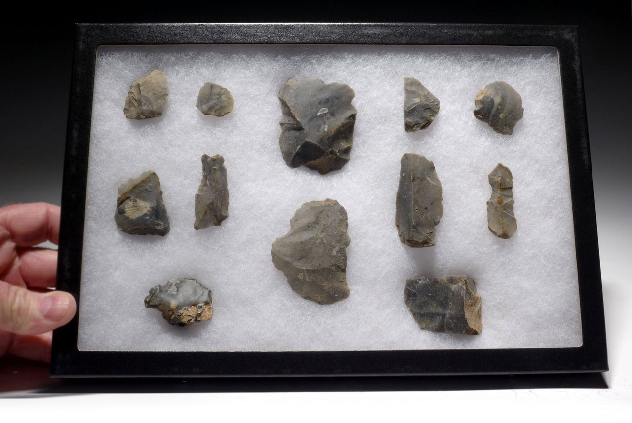 TEN EUROPEAN NEOLITHIC MICHELSBERG CULTURE FLINT FLAKE TOOLS FROM FAMOUS SITE IN THE NETHERLANDS  *N244