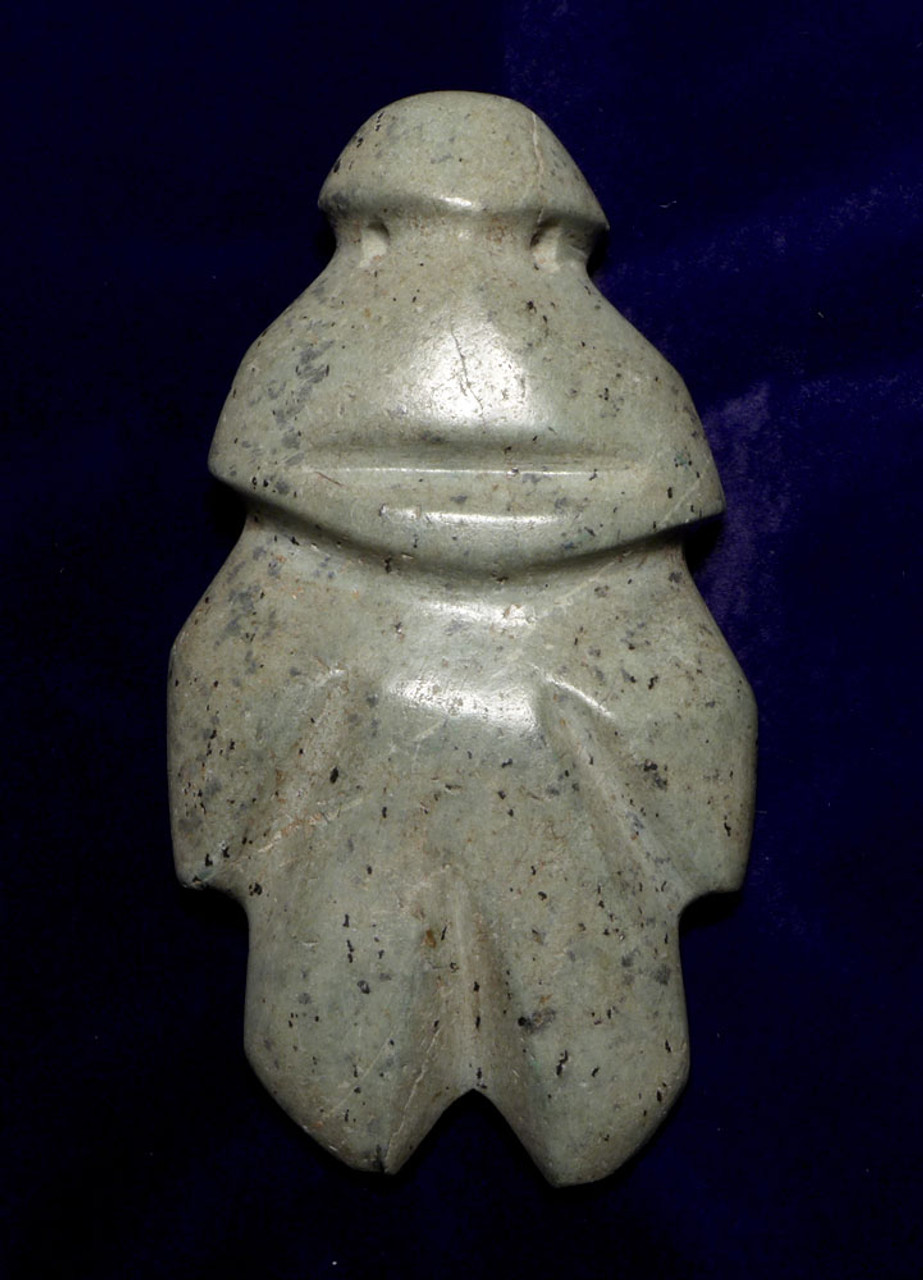 EXCEPTIONAL MINT GREEN SERPENTINE PRE-COLUMBIAN MEZCALA HUMAN STONE FIGURE EFFIGY  *PC456