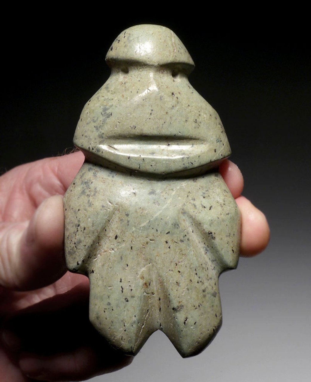 EXCEPTIONAL MINT GREEN SERPENTINE PRE-COLUMBIAN MEZCALA HUMAN STONE FIGURE EFFIGY  *PC456