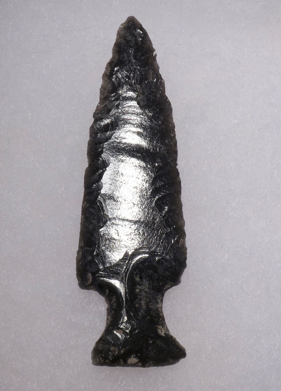 TOP COLLECTOR-GRADE ELONGATED PRE-COLUMBIAN AZTEC BANDED OBSIDIAN ARROWHEAD  *PC466