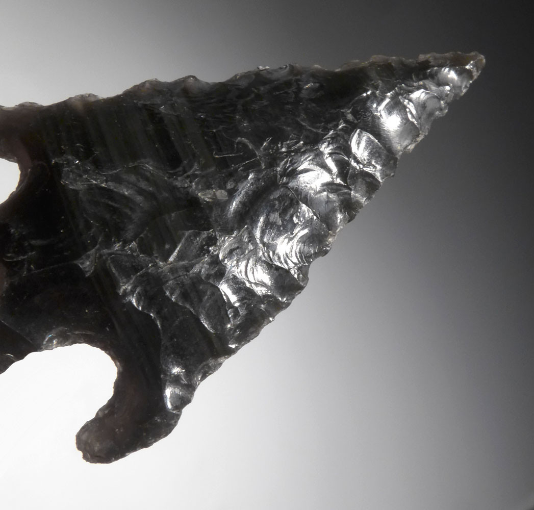 CHOICE AZTEC PRE-COLUMBIAN OBSIDIAN BARBED ATLATL DART PROJECTILE