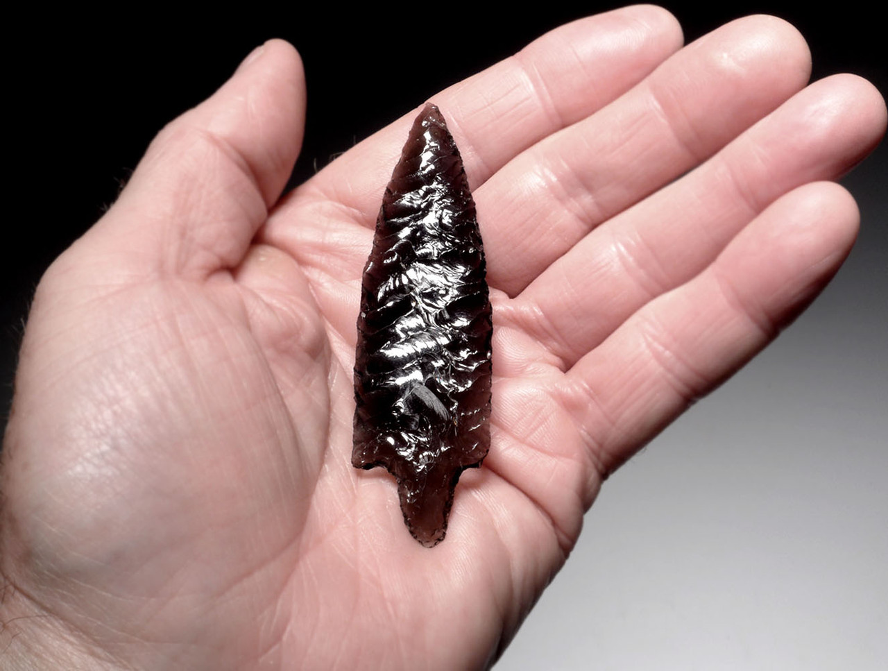LARGE INCREDIBLE CRYSTAL OBSIDIAN AZTEC PRE-COLUMBIAN ATLATL