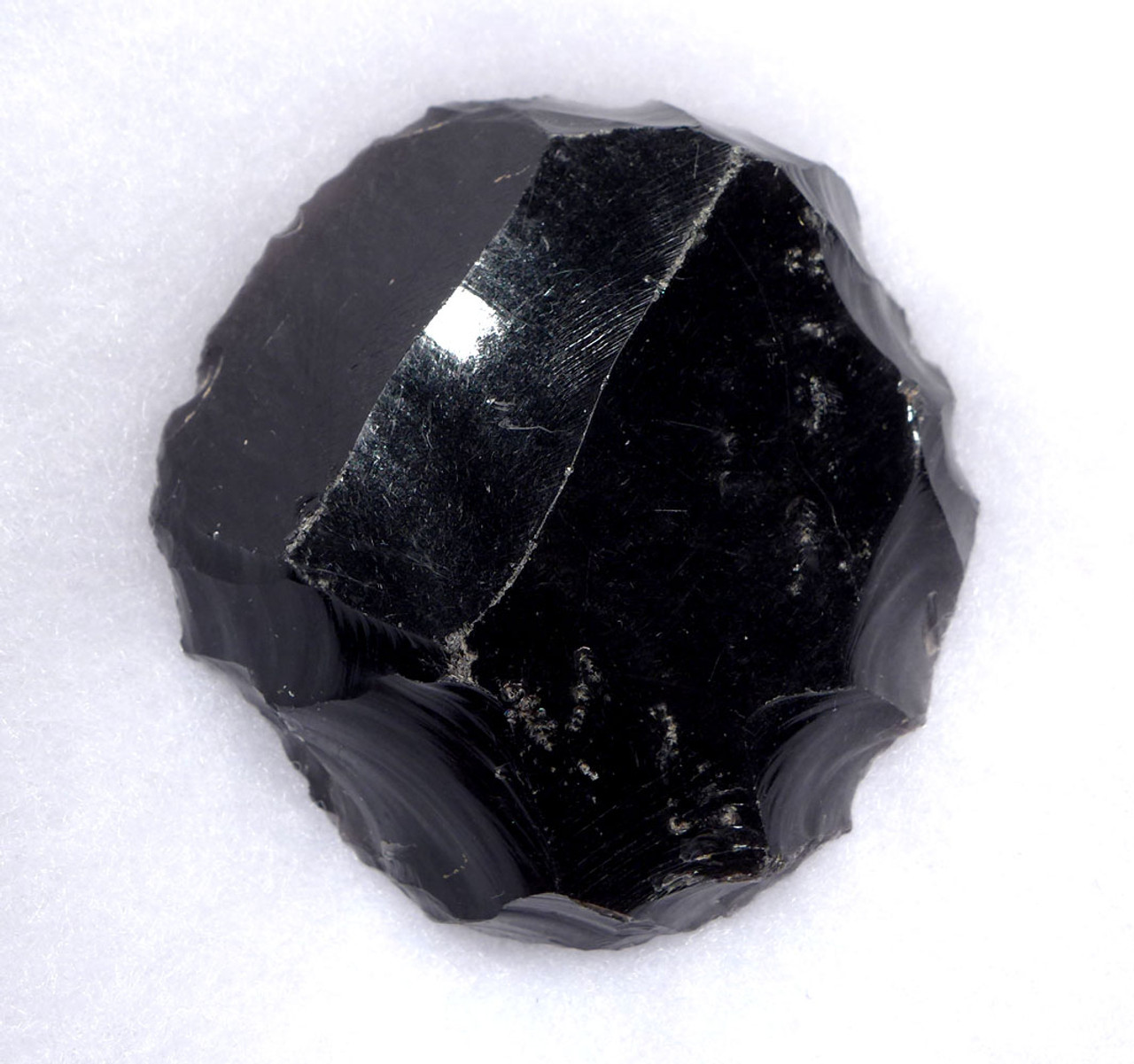 LARGE ROBUST MAYAN OBSIDIAN SKINNING DISCOIDAL UNIFACIAL SCRAPER  *PC493