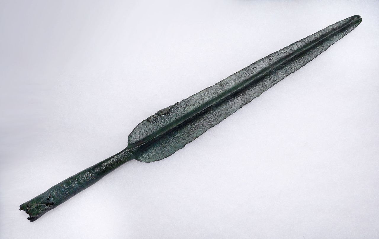 LARGE ANCIENT LURISTAN BRONZE THROWING JAVELIN SPEARHEAD FROM THE
