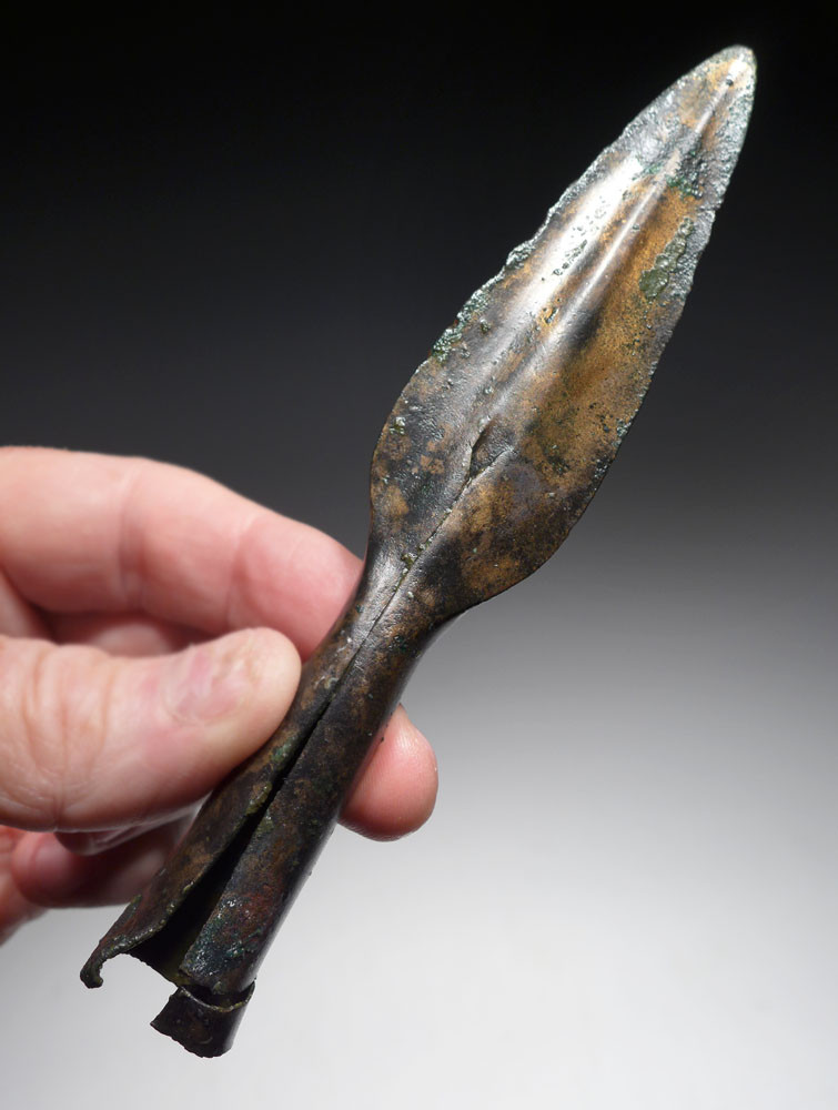 CHOICE ANCIENT ACHAEMENID BRONZE THROWING JAVELIN SPEARHEAD FROM