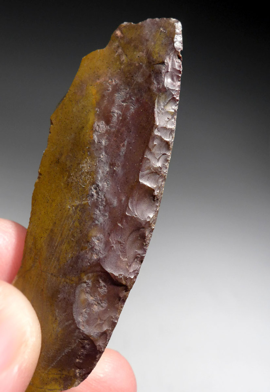 SPECTACULARLY FLAKED NEANDERTHAL MOUSTERIAN JASPER NATURALLY BACKED KNIFE FROM FONTMAURE FRANCE  *M480
