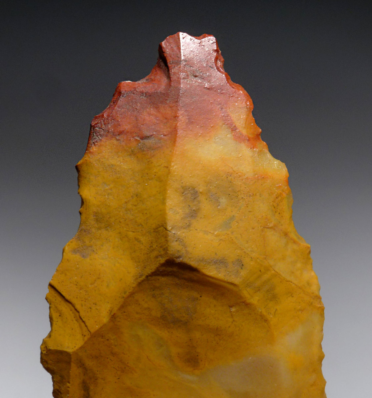 BEAUTIFULLY COLORED JASPER NEANDERTHAL MOUSTERIAN PSEUDO-LEVALLOIS POINT SPEARHEAD FROM FONTMAURE FRANCE  *M481