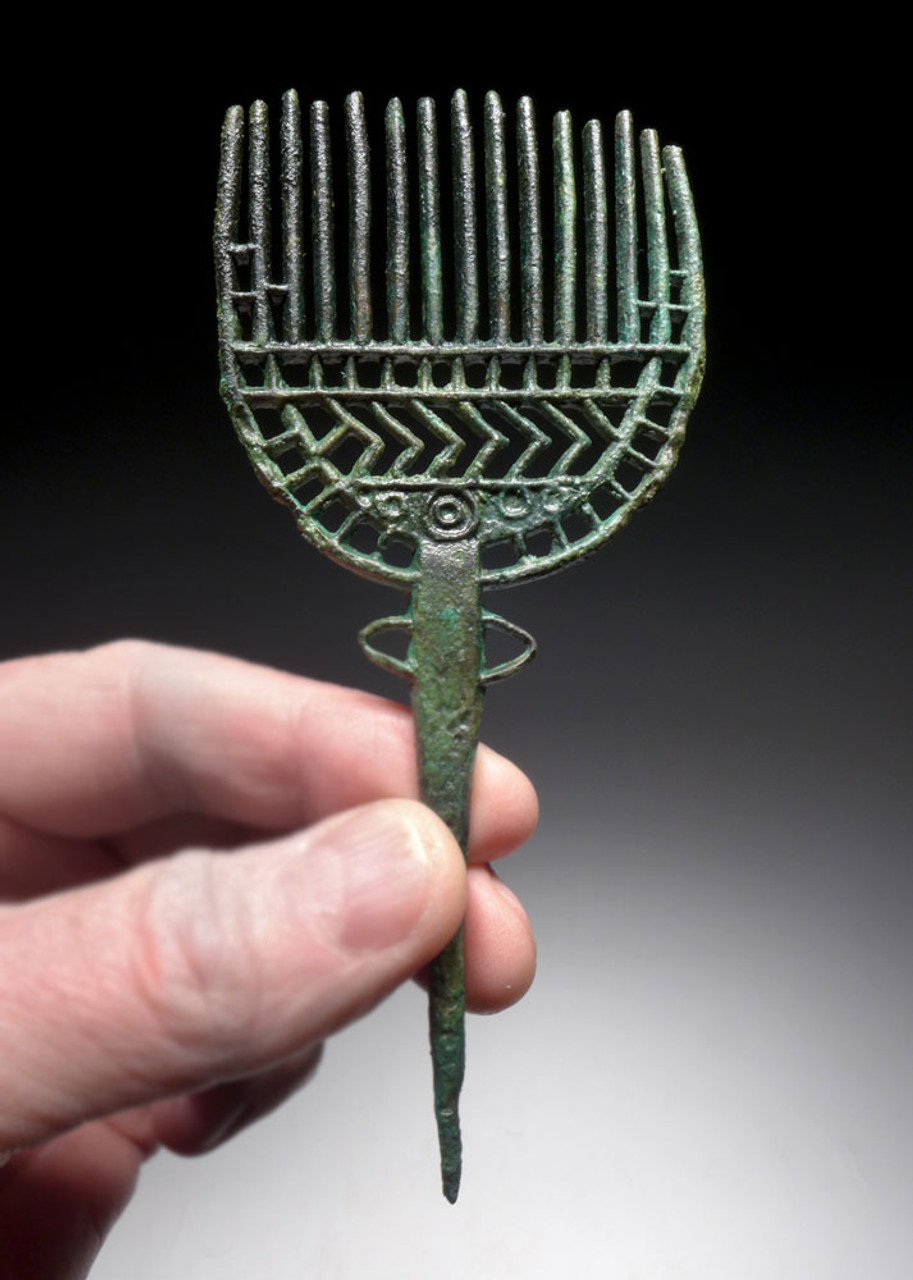 ANCIENT BRONZE OPENWORK COMB STICK PIN OF THE EASTERN SAKA SCYTHIANS  *LUR336