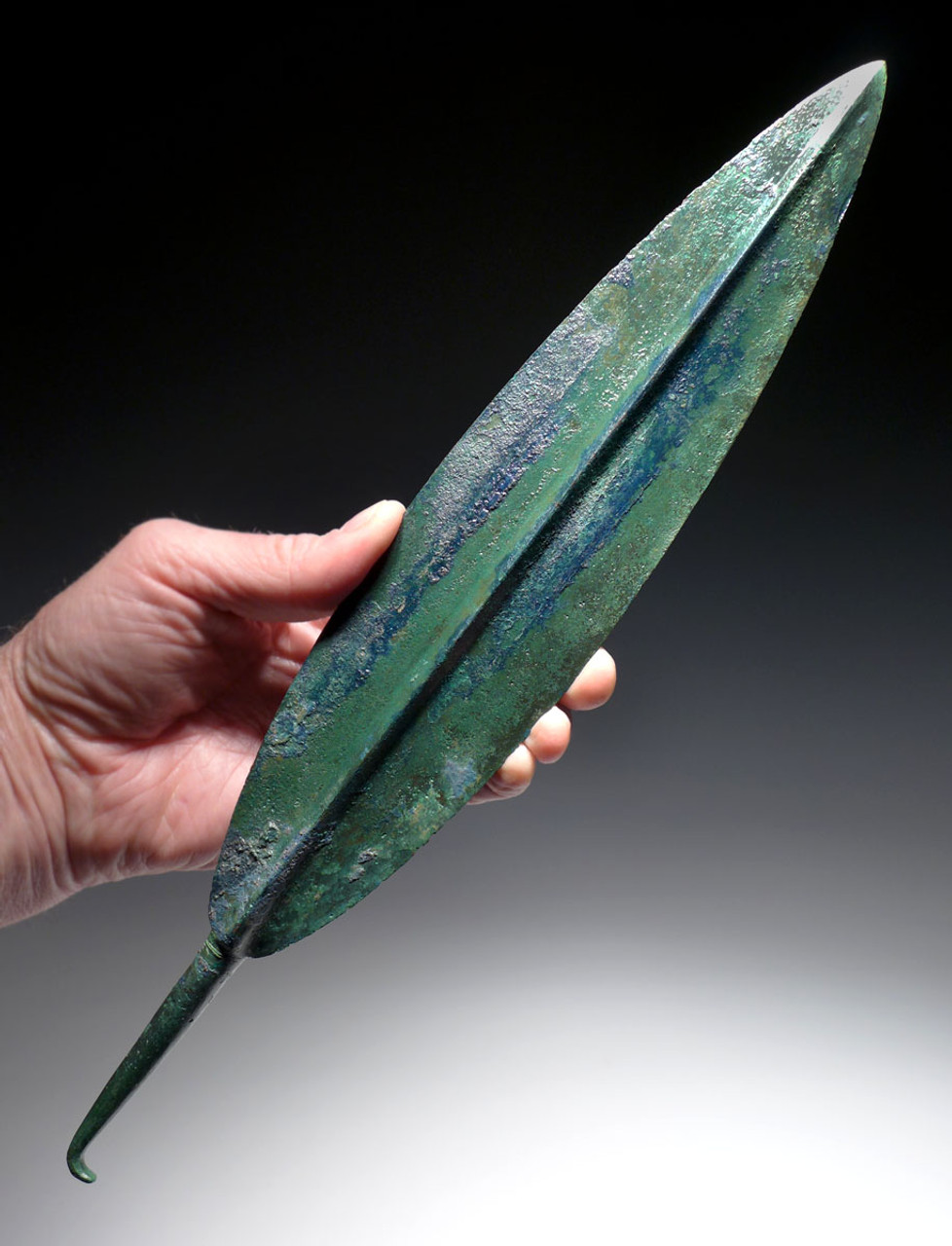 GIANT MUSEUM-CLASS ANCIENT SUMERIAN BRONZE PHALANX PIKE SPEARHEAD FROM THE NEAR EAST  *LUR279