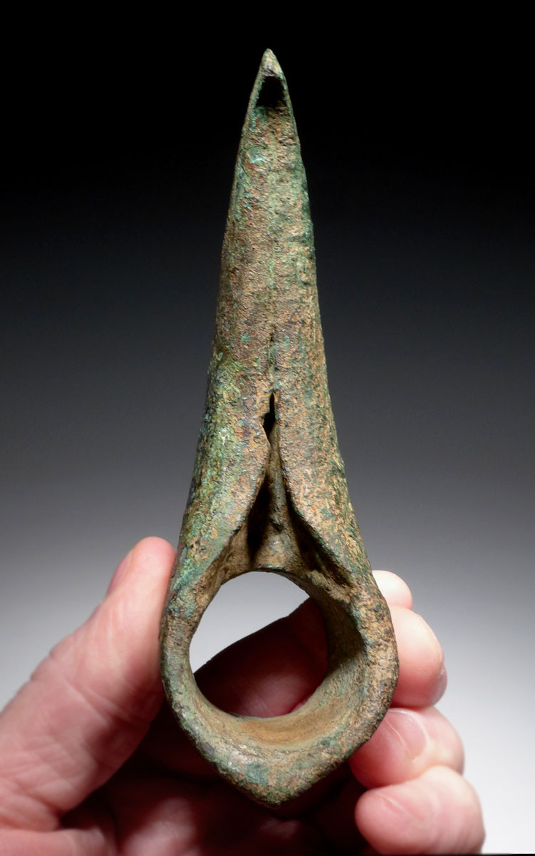 LARGE EXTREMELY RARE COPPER SHAFT-HOLE WAR AXE FROM THE BALKAN