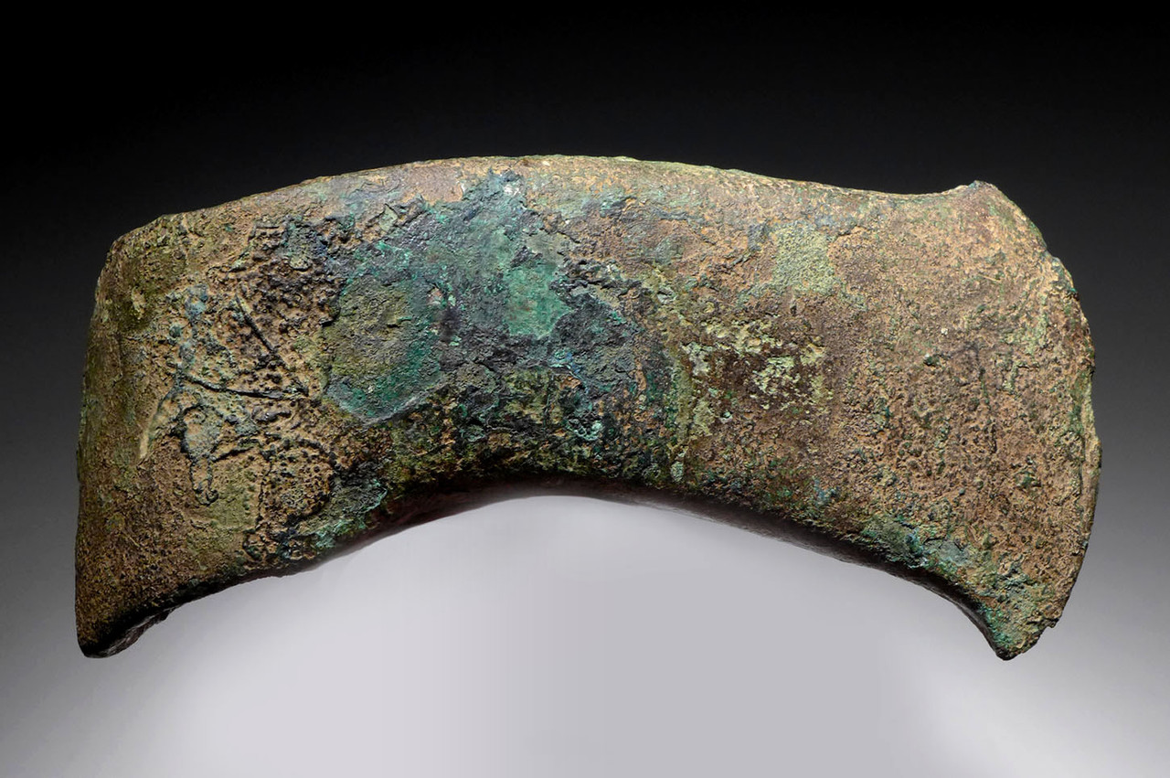 LARGE EXTREMELY RARE COPPER SHAFT-HOLE WAR AXE FROM THE BALKAN