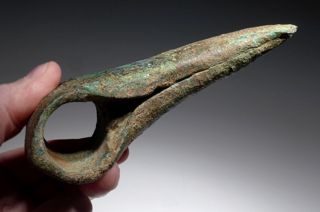 LARGE EXTREMELY RARE COPPER SHAFT-HOLE WAR AXE FROM THE BALKAN