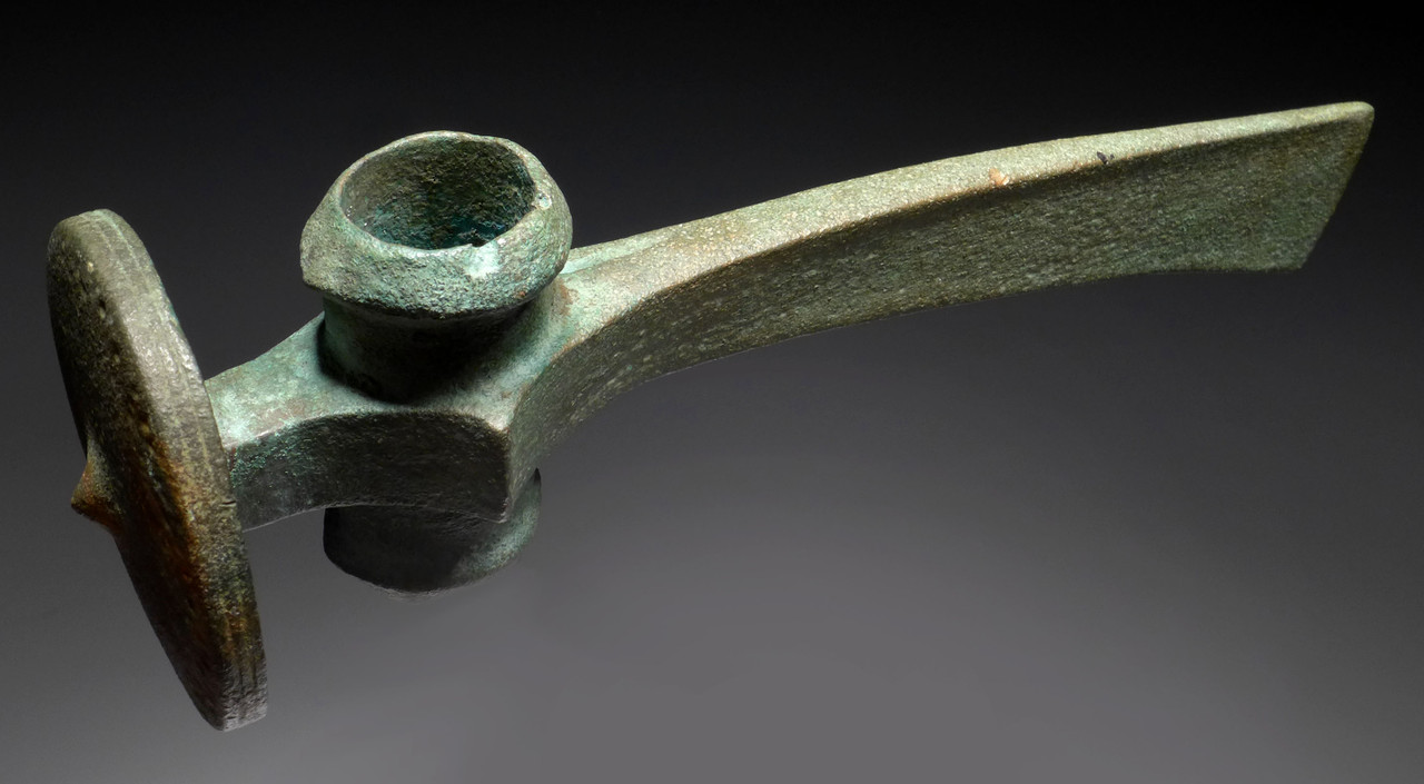 RARE ANCIENT EUROPEAN BRONZE AGE DISK-BUTTED BATTLE AXE *CEL029