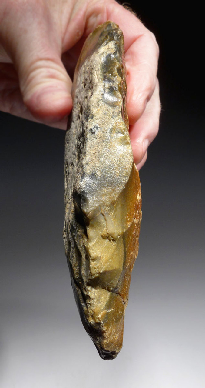 LARGE COLORFUL HOMO HEIDELBERGENSIS ACHEULEAN HAND AXE OF TABULAR FLINT FROM FRANCE  *ACH464