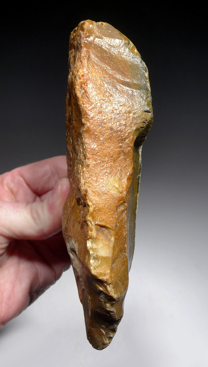 LARGE COLORFUL HOMO HEIDELBERGENSIS ACHEULEAN HAND AXE OF TABULAR FLINT FROM FRANCE  *ACH464