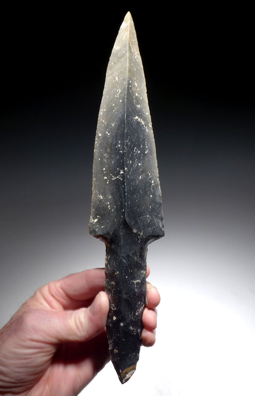 MUSEUM-CLASS LARGEST 12+ INCH MAYAN PRE-COLUMBIAN STONE MACRO BLADE STEMMED DAGGER  *PC521