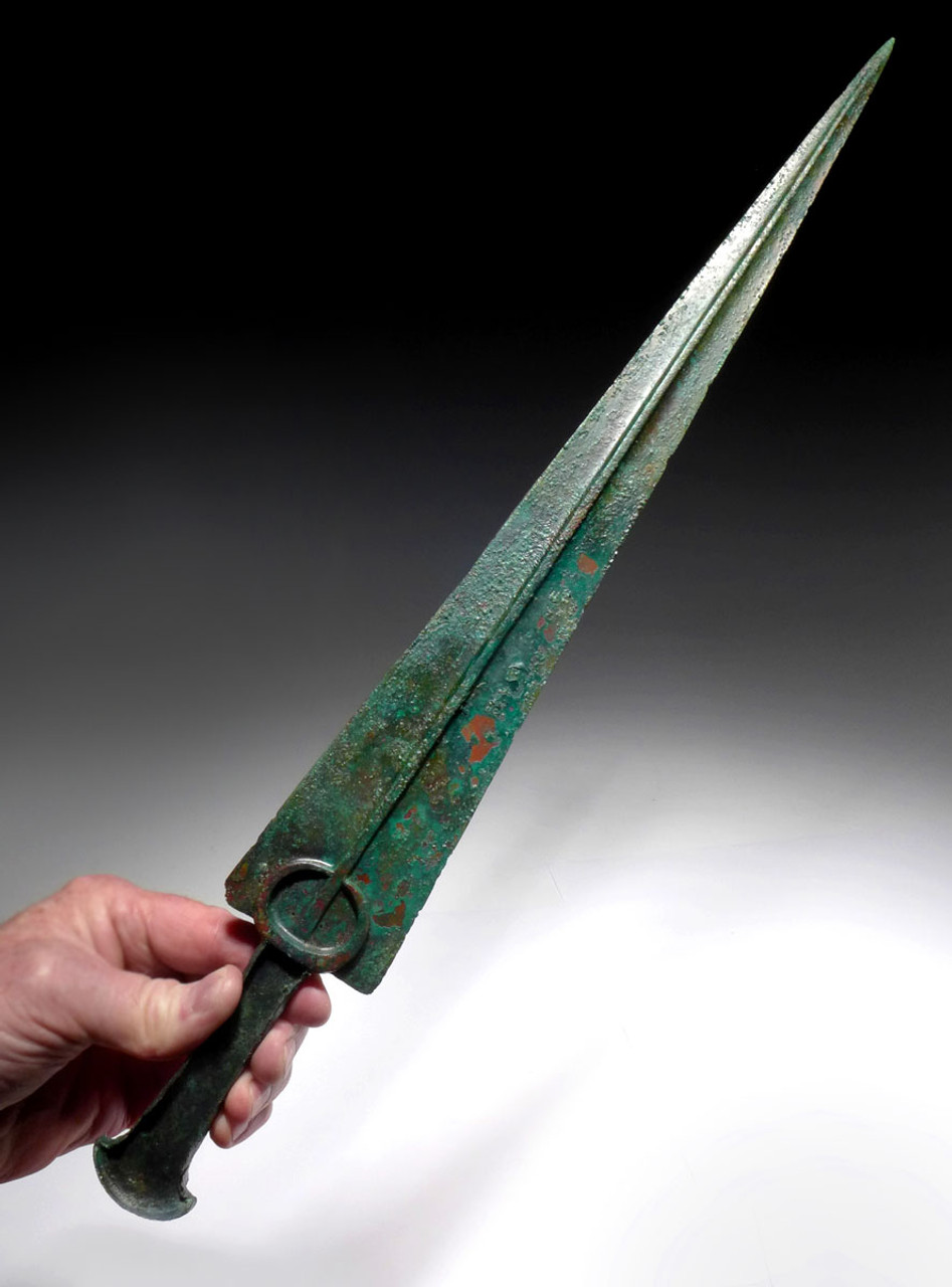 FINEST ANCIENT LURISTAN BRONZE DECORATED PRESTIGE SWORD WITH HANDLE FROM THE NEAR EAST  *LUR363