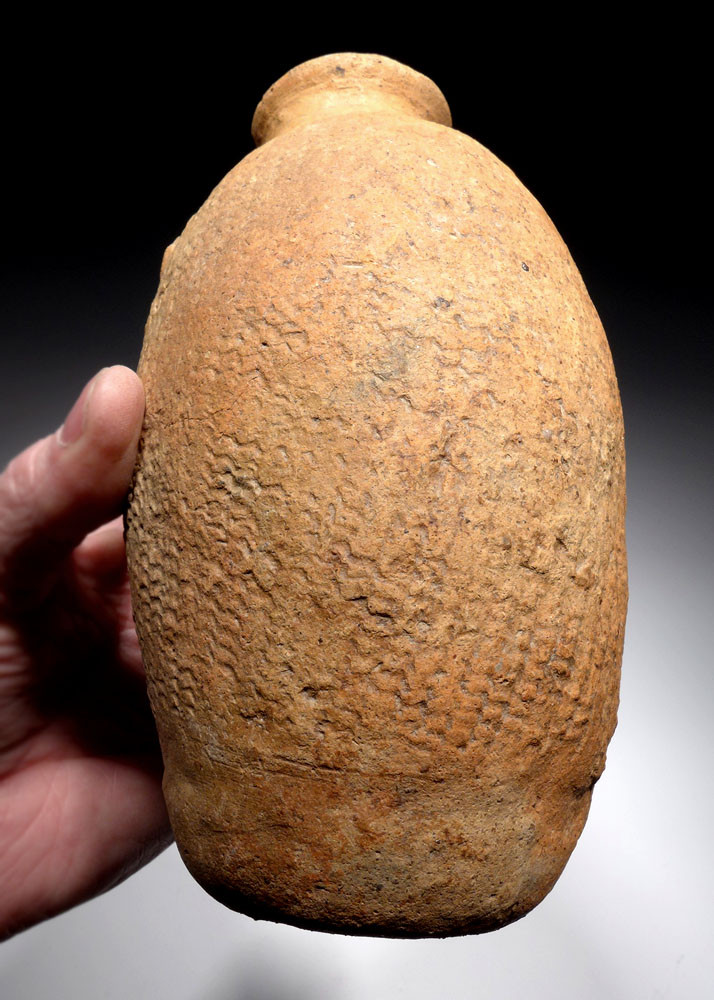 AFRICAN NEOLITHIC ANCIENT CERAMIC PITCHER WITH BASKET WEAVE