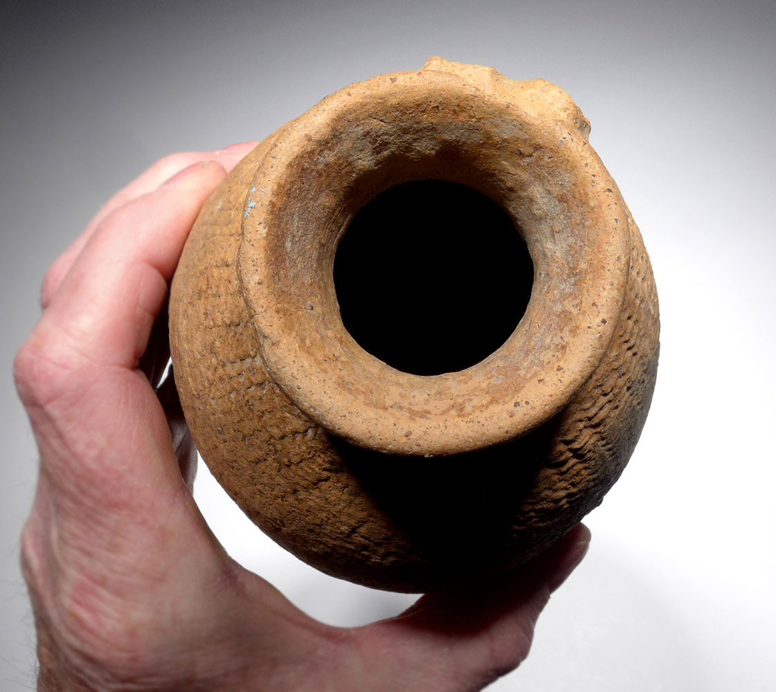 AFRICAN NEOLITHIC ANCIENT CERAMIC PITCHER WITH BASKET WEAVE