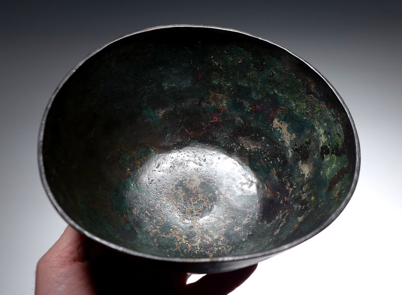 FINEST ANCIENT HAMMERED OFFERING BRONZE BOWL OF THE NEAR EASTERN LURISTAN CULTURE  *LUR220