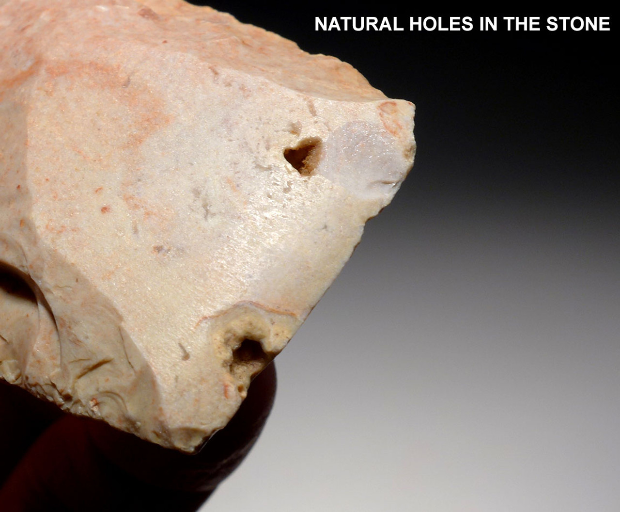 BEAUTIFUL PINK AND WHITE CAPSIAN AFRICAN NEOLITHIC WAR AXE FLAKED CELT   *CAP249