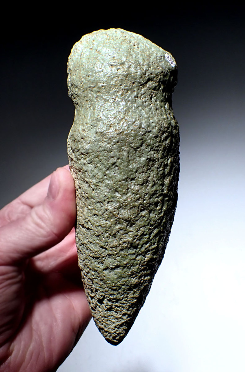 UNUSUAL MINT GREEN TENERIAN NEOLITHIC VESICULAR BASALT GROOVED CELT WAR AXE FROM THE GREEN SAHARA  *CAP426