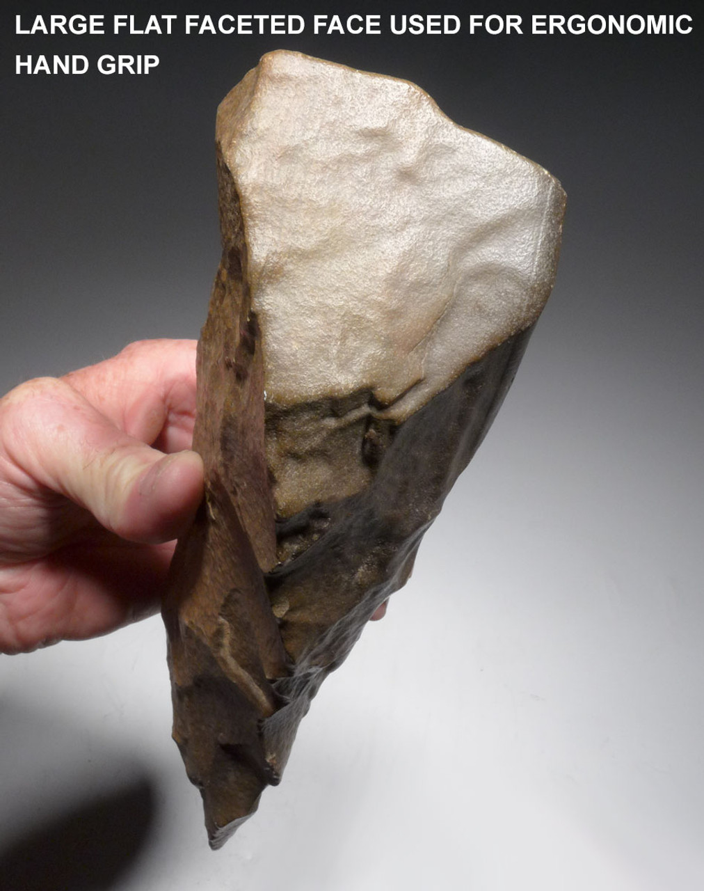 INVESTMENT-CLASS GIANT ELONGATED ACHEULEAN PRESTIGE HAND AXE MADE BY HOMO ERGASTER OF STONE AGE AFRICA  *ACH455